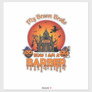 Sticker Balai de coiffeur Casse la citrouille d'Halloween