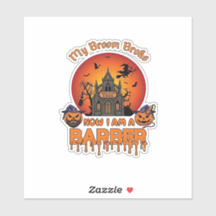 Sticker Balai de coiffeur Casse la citrouille d'Halloween