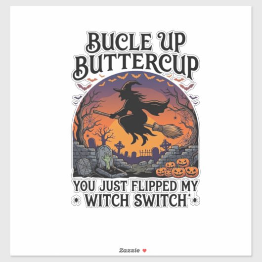 Sticker Balai de sorcière Bucle Up Buttercup Switch Hallow (Feuille)