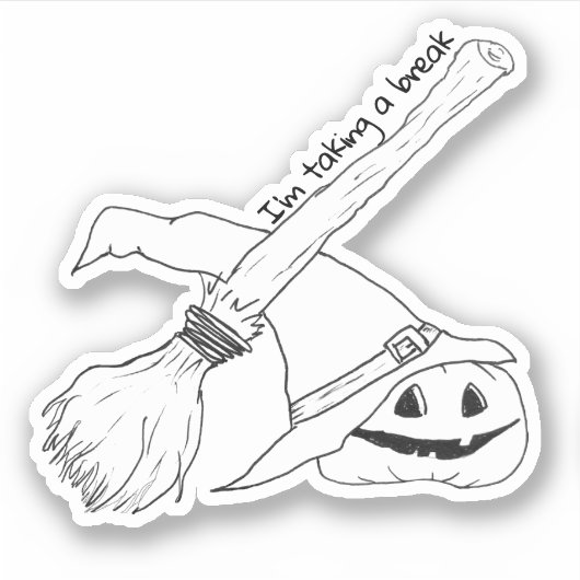 Sticker Balai de sorcière Halloween (Devant)