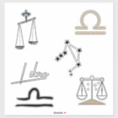 Sticker Balance de la justice astrologie zodiaque or noir (Feuille)