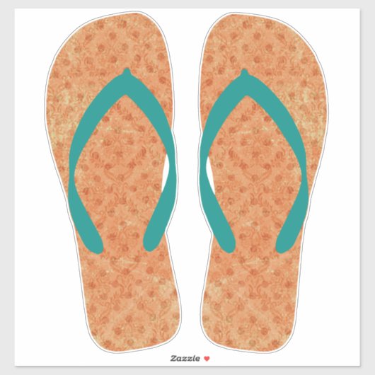Sticker Balançoire Orange Beach Flip Flops Sandales (Feuille)