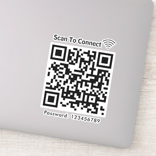 Sticker Balayage Wifi Pour Connecter Mot De Passe Code Qr (Détail)
