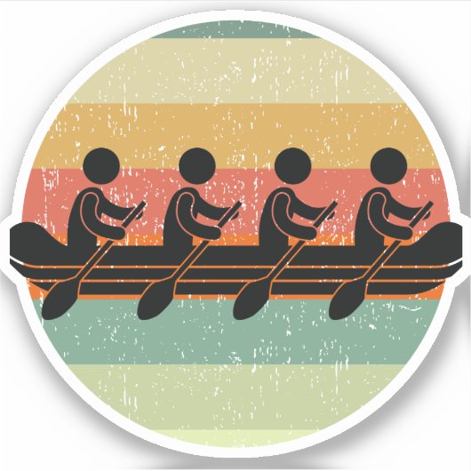 Sticker Balayer l'équipage d'aviron au coucher du soleil (Devant)