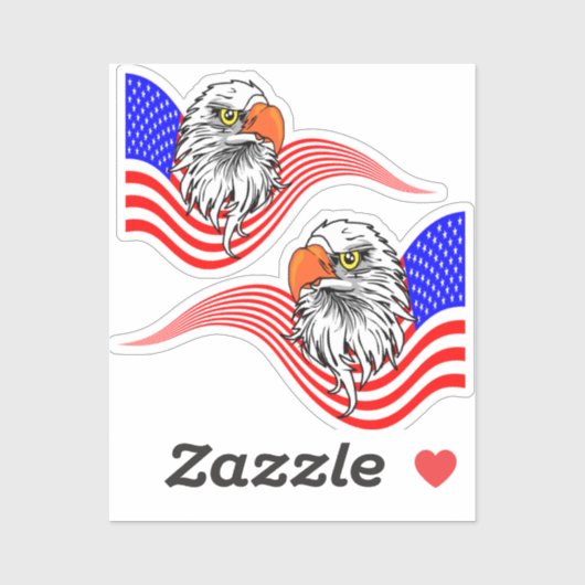 Sticker Bald Eagle American USA Drapeau Patriotique Art (Feuille)