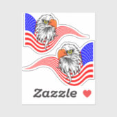 Sticker Bald Eagle American USA Flag Patriotic Art (Feuille)