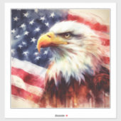Sticker Bald Eagle avec drapeau des États-Unis d'Amérique (Feuille)
