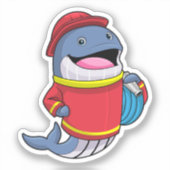 Sticker Baleine comme pompier avec tuyau (Recto)