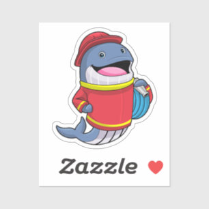 Sticker Baleine en pompier avec tuyau