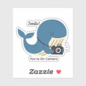Sticker Baleine mignonne avec caméra (Feuille)