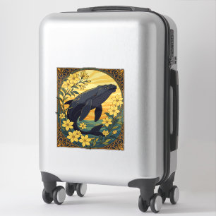 Sticker Baleine Noire de l'Atlantique Nord et Fleurs de Ja