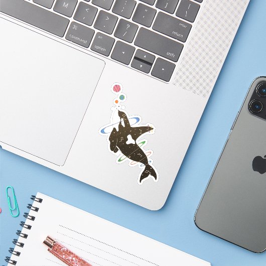 Sticker Baleine spatiale (Ordinateur portable avec iPhone)