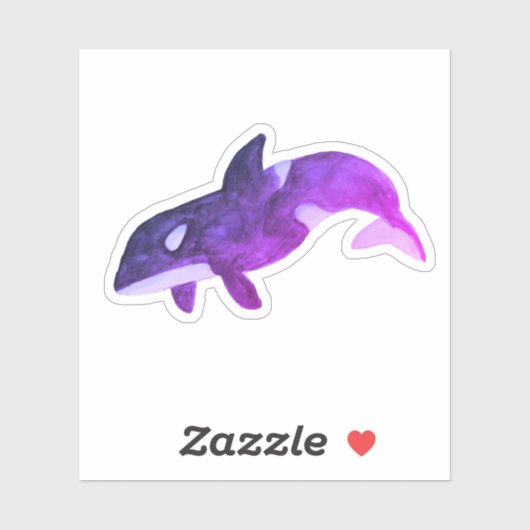 Sticker Baleine tueuse à l'aquarelle violette Orca (Feuille)