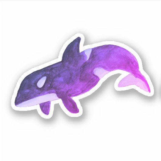 Sticker Baleine tueuse à l'aquarelle violette Orca (Devant)