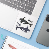 Sticker Baleines tueuses (Ordinateur portable avec iPhone)