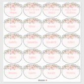 Sticker Balise de nom de Fête des mariées Rose couleur ros (Feuille)