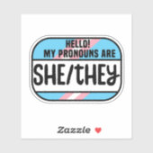 Sticker Balise de nom LGBT Pronononounes Elle Eux (Feuille)