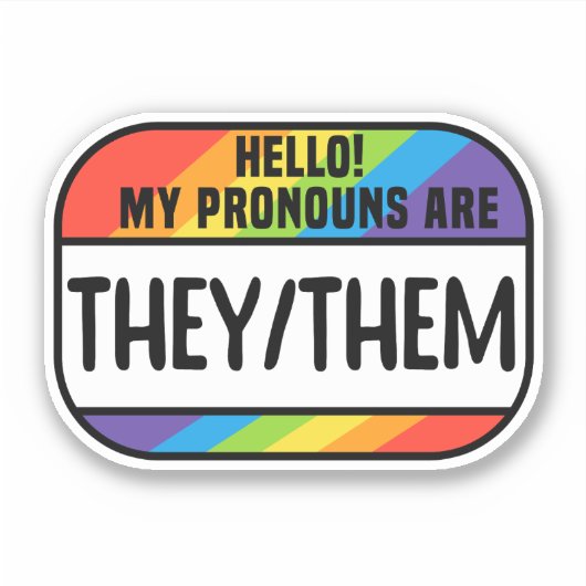 Sticker Balise de nom LGBT Pronononounes transgenres qu'il (Devant)
