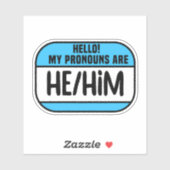 Sticker Balise de nom transgenre Cis Pronononounes Il Lui (Feuille)