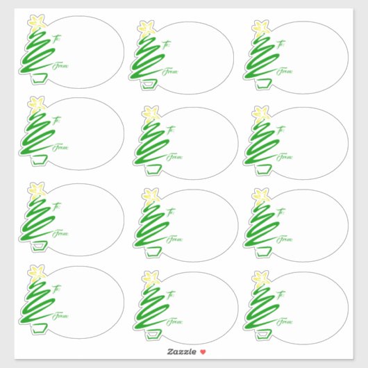 Sticker Balises cadeaux d'arbre ondulé (Feuille)