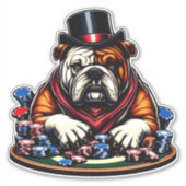 Sticker balle chien jouer au poker jeu casino art (Devant)
