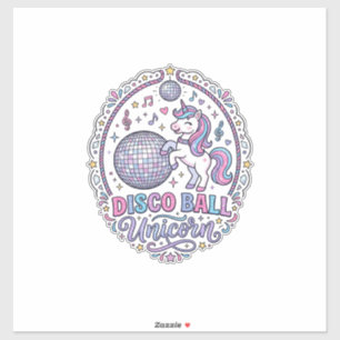 Sticker Balle de disco Licorne Licorne Impression ludique 