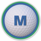 Sticker Balle de golf moderne personnaliser monogramme let (Devant)