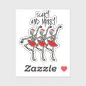 Sticker Balle de squelette de crâne de Noël effrayante et  (Feuille)