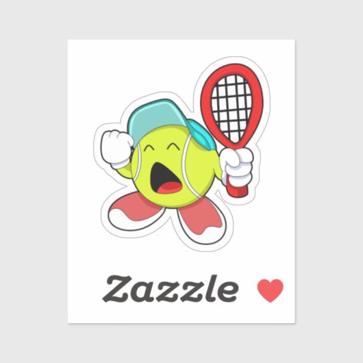 Sticker Balle de tennis avec raquette de tennis (Feuille)