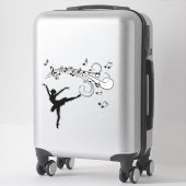 Sticker Ballerina Dancing with Music Notes (Sur valise)