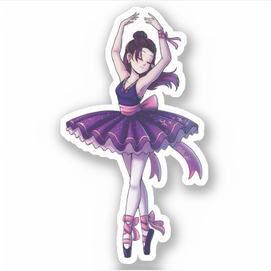 Sticker Ballerina pourpre étoilée (Devant)