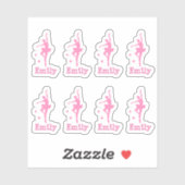 Sticker ballerine rose personnalisée (Feuille)
