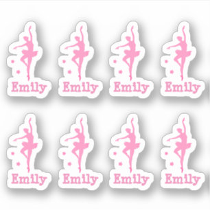 Sticker ballerine rose personnalisée
