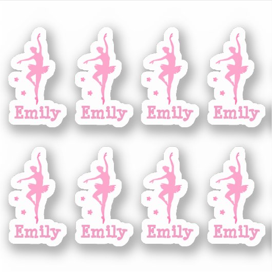 Sticker ballerine rose personnalisée (Devant)