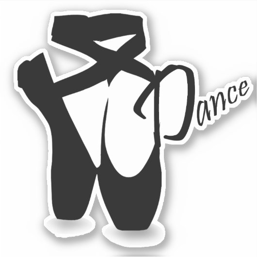 Sticker Ballet Ballerina Black Pointe Chaussures Danse (Devant)