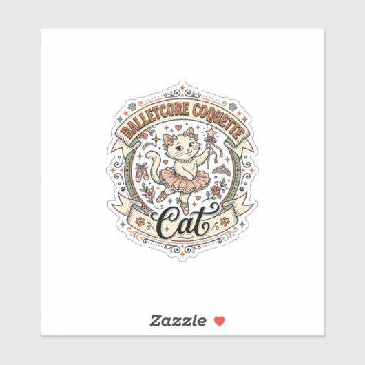 Sticker Balletcore Coquette Chat Balletcore Coquette Chat (Feuille)