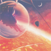 Sticker Ballon à air chaud extrême sur paysage volcanique (Devant)