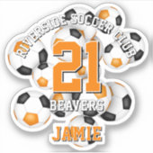 Sticker ballons de football noir orange nom de l'équipe (Devant)