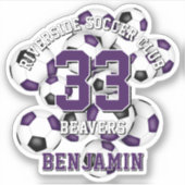 Sticker ballons de football noir violet nom de l'équipe (Devant)