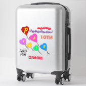 Sticker Ballons en forme de cœur pour 10e anniversaire per (Sur valise)