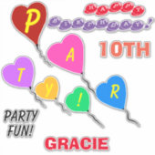 Sticker Ballons en forme de cœur pour 10e anniversaire per (Devant)