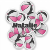 Sticker ballons noirs roses avec le nom du joueur (Devant)