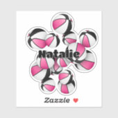 Sticker ballons noirs roses avec le nom du joueur (Feuille)