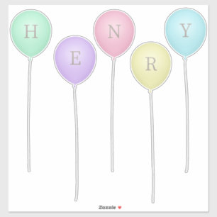 Sticker Ballons Whimsical Pastel Lumineux Lettres Personna