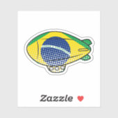 Sticker Ballotte Blimp Drapeau Brésilien Dans Ciel Bleu Cu (Feuille)