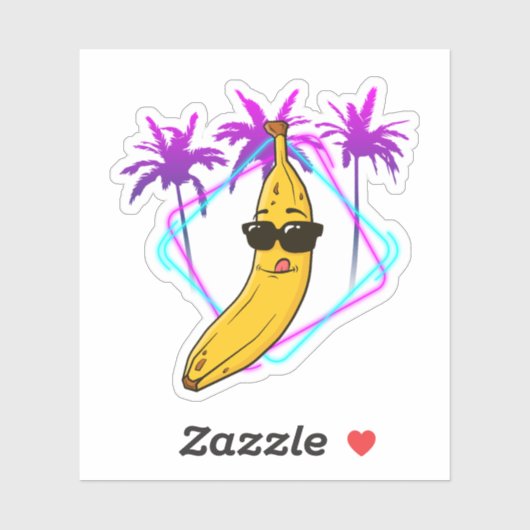Sticker banane cool rétro (Feuille)
