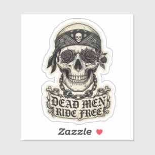 Sticker Bandana Crâne Roses Dead Men Ride Free