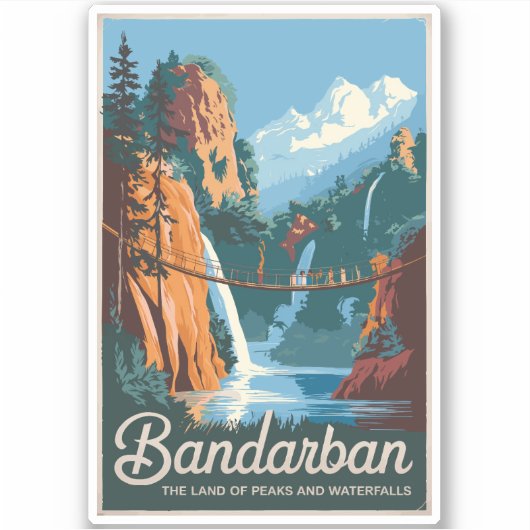 Sticker Bandarban Bangladesh Travel Art Vintage (Devant)