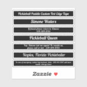 Sticker Bande Bord Pickleball Noir Texte personnalisé ICE (Feuille)