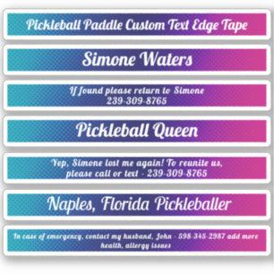 Sticker Bande de bord de pickleball cool Nom personnalisé